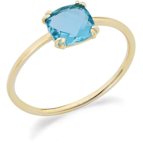 Anello Donna Ambrosia KAAZ 029 in oro giallo 375 con cristallo azzurro