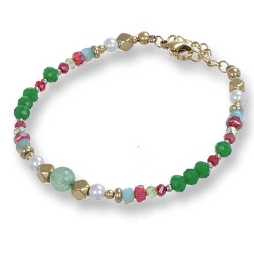 Bracciale Palline Verdi Dorato Revolution Gioielli Essenza