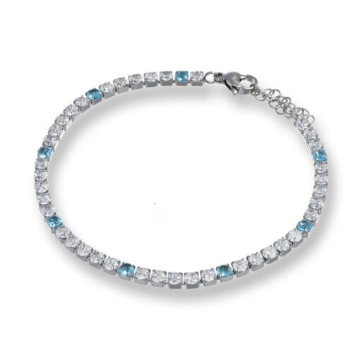 Bracciale Tennis Cristalli Bianco e Azzurro Revolution Gioielli Luxeline