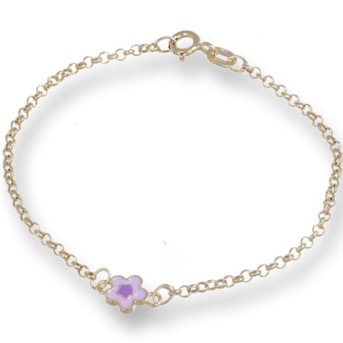Bracciale TerryOro Essenza Oro 375 Fiore Smaltato Rosa