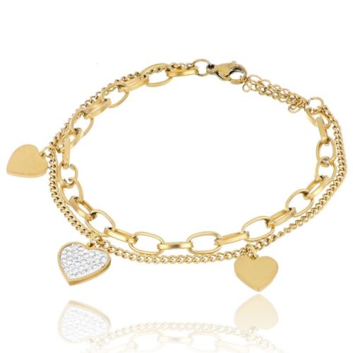 Bracciale Donna Dorata Con Doppio Filo E Cuore Con Revolution Gioielli Essenza