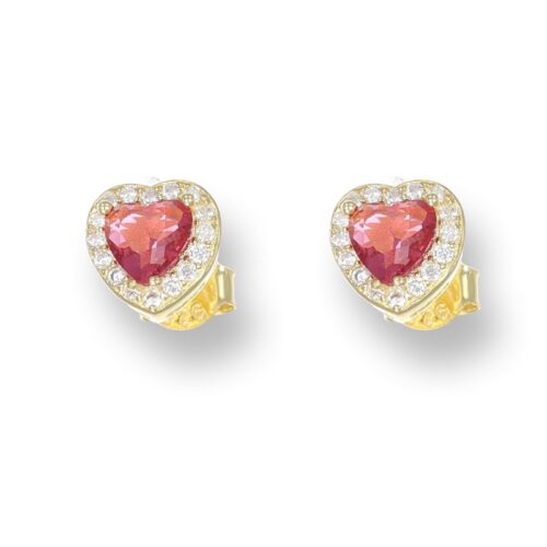 Orecchini TerryOro 217E-1169 GD+RB Cuore Dorata Argento 925 Rossi
