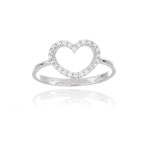 Anello Cuore TerryOro Essenza Oro 375 Bianco Zirconi Misura 14