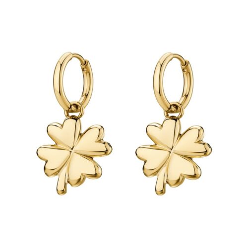 Orecchini Brosway Chakra BHKE201 quadrifoglio acciaio oro cerchio