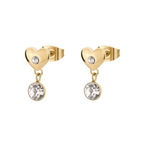 Orecchini Brosway Chakra BHKE177 acciaio dorato cuore cristalli