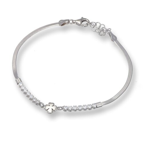 Bracciale TerryOro Luxeline 137Bp2606 Bracciale Corda Piatta E Tennis Con Quadrifoglio