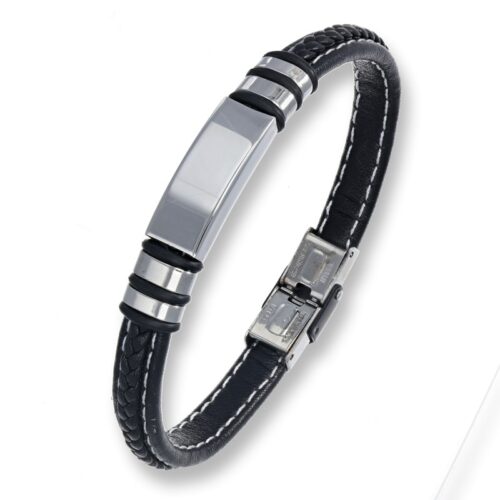 Bracciale cuoio con targa