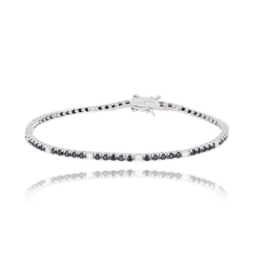 Bracciale Tennis TerryOro Luxeline 217B-0400 5+1BK Zirconi 2 mm Neri e Bianchi
