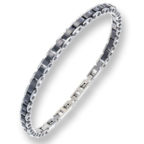 Bracciale uomo in acciaio ceramica nera