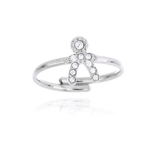 Anello donna regolabile con pupetto e pietre bianc