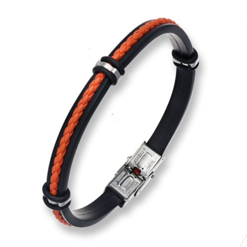 Bracciale Uomo Revolution Forge Leather Cuoio Rosso/arancio