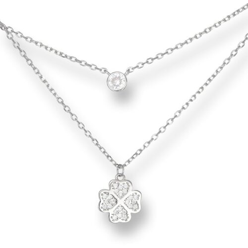 Collana TerryOro Quadrifoglio Argento 925 con Zirconi