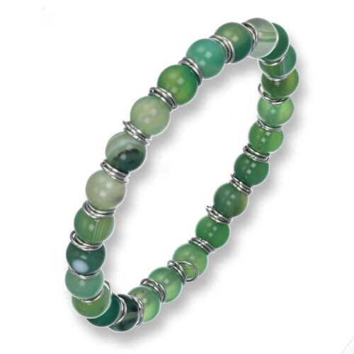 Bracciale elastico con palline verdi