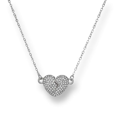Collana donna in acciaio con cuore che si spezza