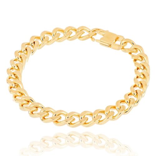Bracciale uomo acciaio catena grumetta dorata grande