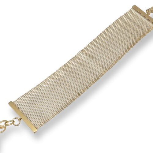 Bracciale Donna In Acciaio A Fascia Grande Maglia Milano Oro Revolution Gioielli