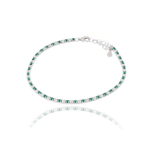 Bracciale Tennis TerryOro Luxeline 217B-0800 WT+SM Zirconi 2 mm Verdi e Bianchi