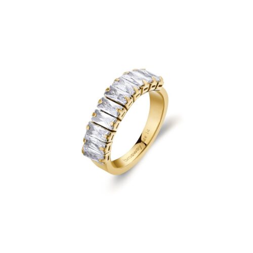 Anello Brosway BEIA002C acciaio dorato cristalli baguette eleganti