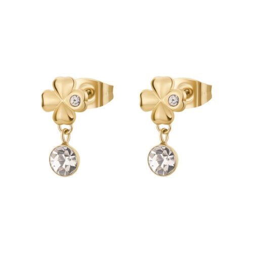 Orecchini Brosway Chakra BHKE183 acciaio dorato quadrifoglio cristalli