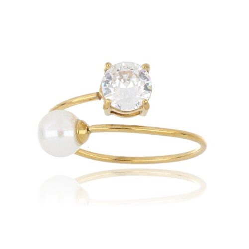 Anello Donna Revolution Gioielli Luxeline Perla E Luce Dorato