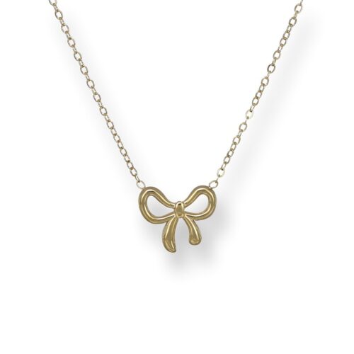 Collana donna in acciaio con fiocco dorato