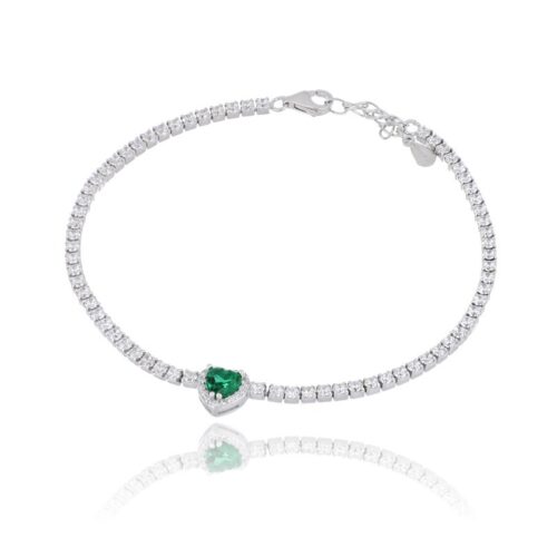 Bracciale TerryOro Tennis con Cuore in Argento 925 con Zirconi