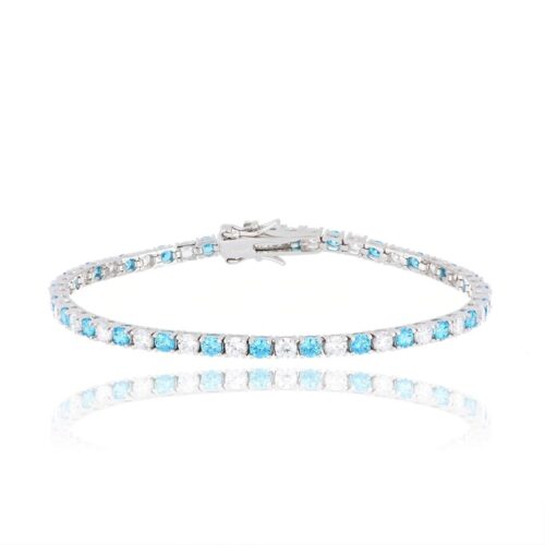 Bracciale Tennis TerryOro Luxeline 217B-0010 WT+ACQ 3MM Zirconi Bianchi E Acquamarina