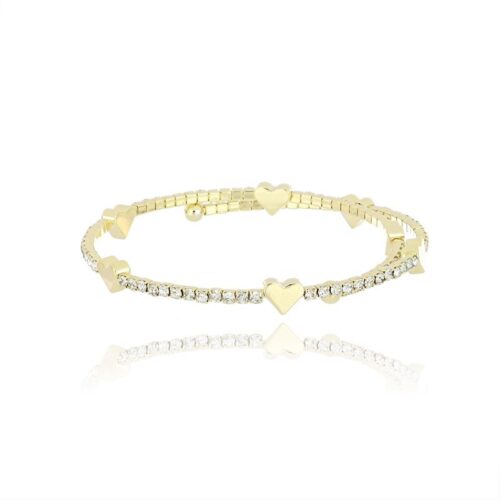 Bracciale Cuori e Cristalli Bianchi Dorato Revolution Gioielli Essenza