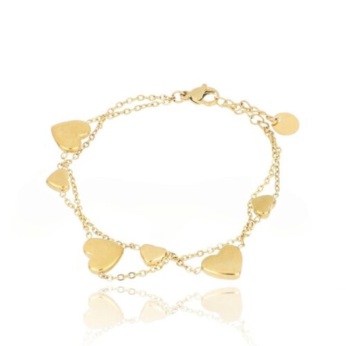 Bracciale Acciaio Donna Doppio Filo Con Cuori Dora Revolution Gioielli Essenza