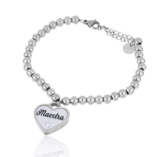 Bracciale donna a palline con scrittamaestra