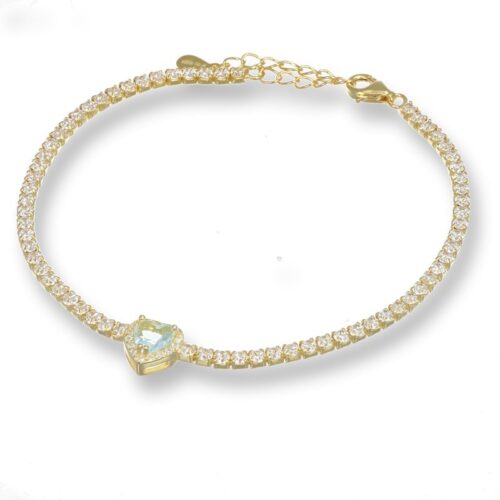 Bracciale TerryOro Tennis con Cuore in Argento 925 con Zirconi