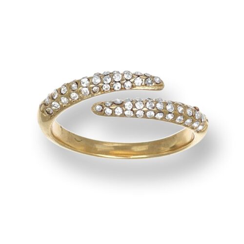 Anello Donna Revolution Gioielli Luxeline Doppio Pavรฉ Dorato