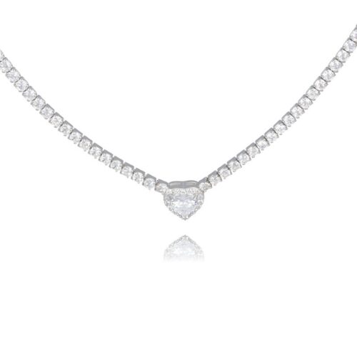 Collana TerryOro Luxeline 217CL-0801 Tennis con cuore bianchi