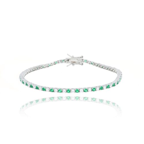 Bracciale Tennis TerryOro Luxeline 217B-0400 WT+SM 2MM Zirconi 2 mm Bianchi e Verdi