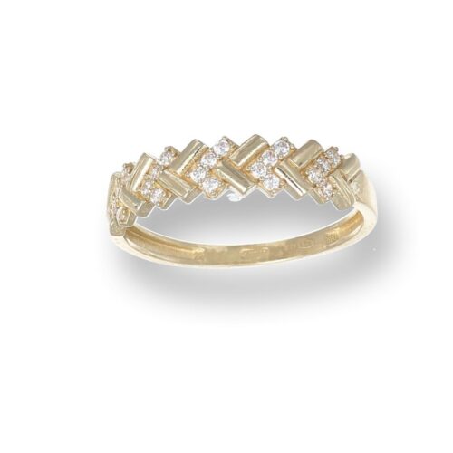 Anello Fascia TerryOro Essenza Oro 375 con Zirconi Design Geometrico