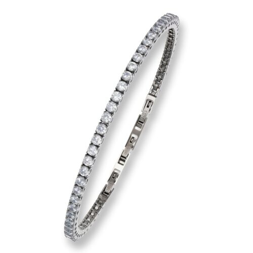 Bracciale Uomo Luxeline Revolution Gioielli Tennis Cristalli Bianchi
