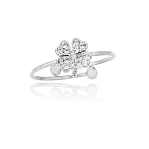 Anello donna regolabile con quadrifoglio e pietre