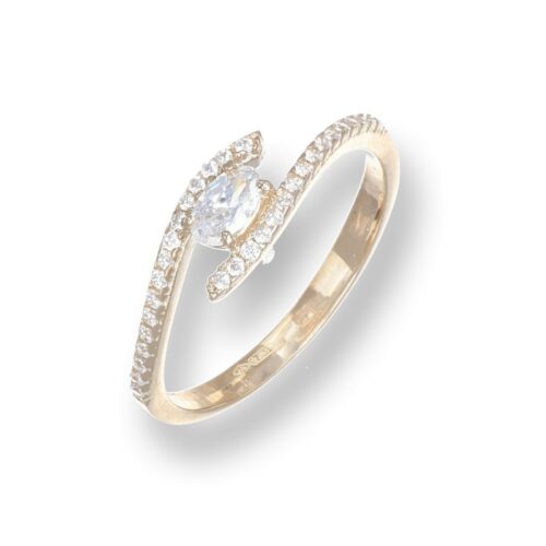 Anello TerryOro Essenza Oro 375 con Zirconi Design Incrociato