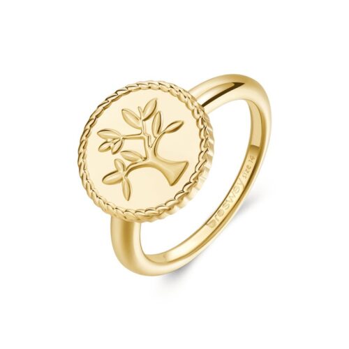 Anello Brosway Chakra BHKR002C acciaio dorato albero della vita misura 14