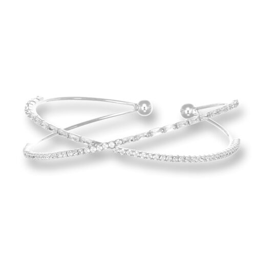 Bracciale donna semirigido con pietre bianche intrecciato