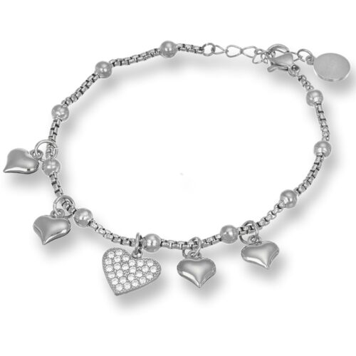 Bracciale Ciondoli Cuore Acciaio Revolution Gioielli Essenza