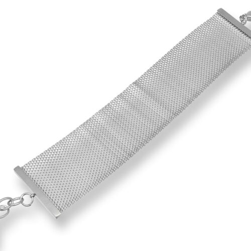 Bracciale Donna In Acciaio A Fascia Grande Maglia Milano Revolution Gioielli Ess