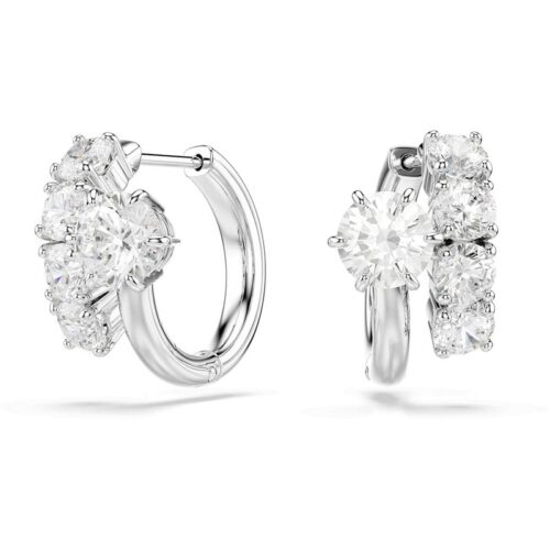 Orecchini a cerchio Swarovski Matrix 5753572 cristalli bianchi