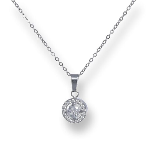 Collana Donna Revolution Gioielli Essenza Cuore Pietra Bianca