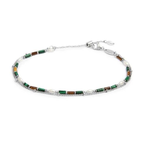 Cavigliera Marlù 20CV098-V doppia catena verde in acciaio