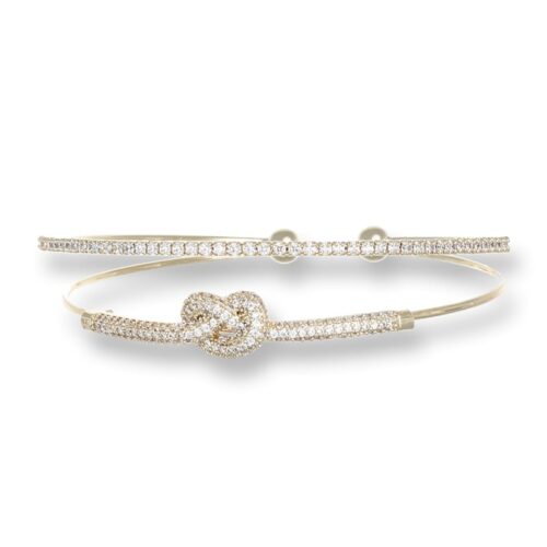 Bracciale Donna Revolution Gioielli Luxeline Pietre Bianche Dorato