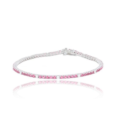 Bracciale Tennis TerryOro Luxeline 217B-0400 RB 5+1 Zirconi 2 mm Rossi e Bianchi