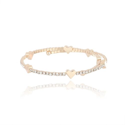 Bracciale Donna Revolution Gioielli Luxeline Tennis Con Cuori Rosato