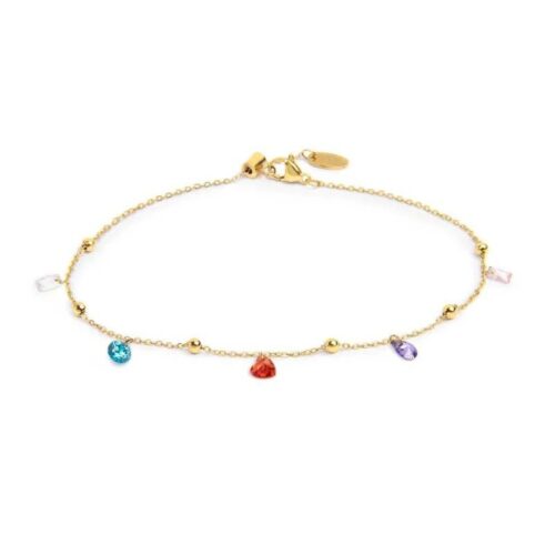 Cavigliera Marlù 20CV108G-RGB dal design essenziale PVD oro multicolore