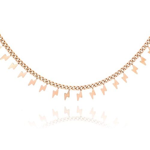Collana donna rosata grumetta con fulmini